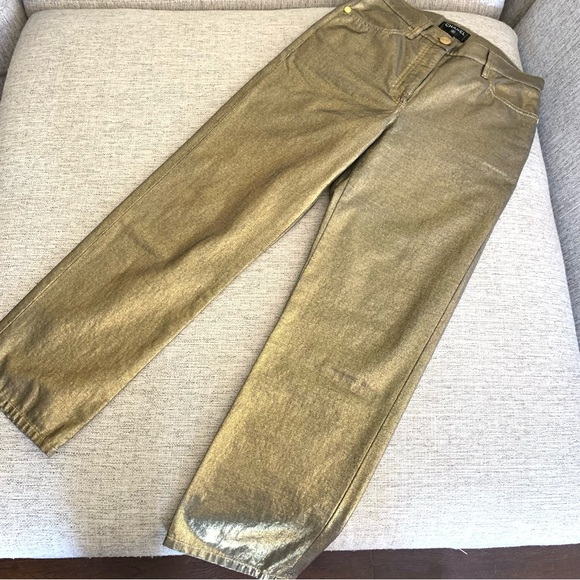 🔥LAST CHANCE 💯 AUTH CHANEL Gold straight Leg PANTS - Picture 6 of 15